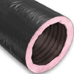 KP Insulated Flex Duct, 4"x25' Blk Vinyl R8 Bag